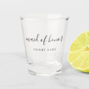 Modern Simple Calligraphy Maid of Honour Shot Glas Glass