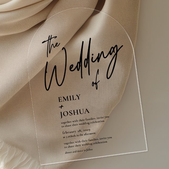 Modern Simple Calligraphy Transparent Wedding Arch Acrylic Invitations (Creator Uploaded)
