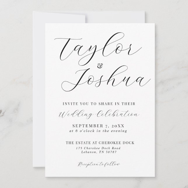 Modern Simple Calligraphy Wedding Invitation  (Front)