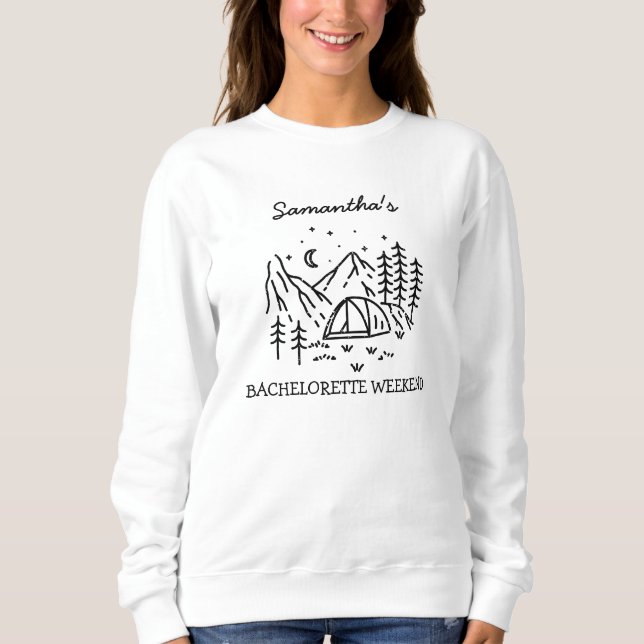 Modern Simple Camping Bachelorette Party Nature Sweatshirt (Front)