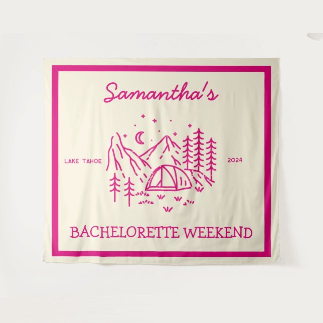Modern Simple Camping Bachelorette Party Nature Tapestry (Front (Horizontal))