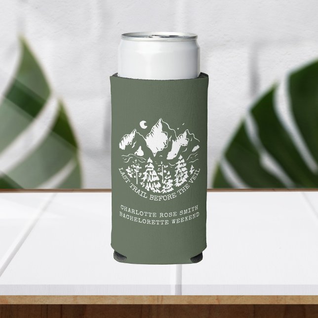 Modern Simple Camping Bachelorette Weekend Seltzer Can Cooler (Creator Uploaded)