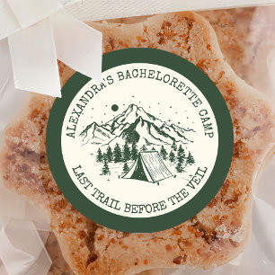 Modern Simple Camping Weekend Bachelorette Party Classic Round Sticker