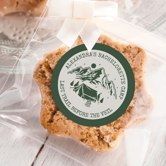 Modern Simple Camping Weekend Bachelorette Party Classic Round Sticker (Creator Uploaded)