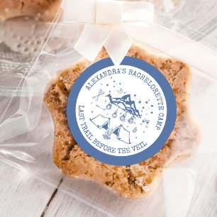 Modern Simple Camping Weekend Bachelorette Party Classic Round Sticker