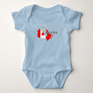 Modern Simple Canadian Canada Script map Flag Baby Bodysuit