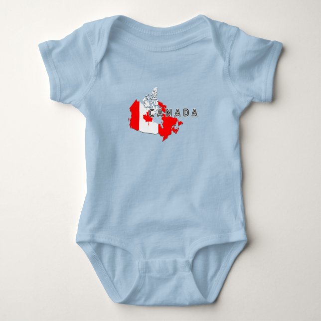 Modern Simple Canadian Canada Script map Flag  Baby Bodysuit (Front)