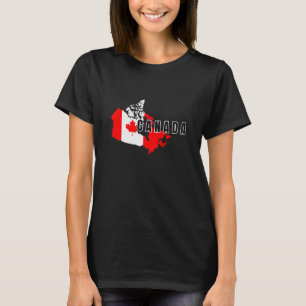 Modern Simple Canadian Canada Script map Flag T-Shirt