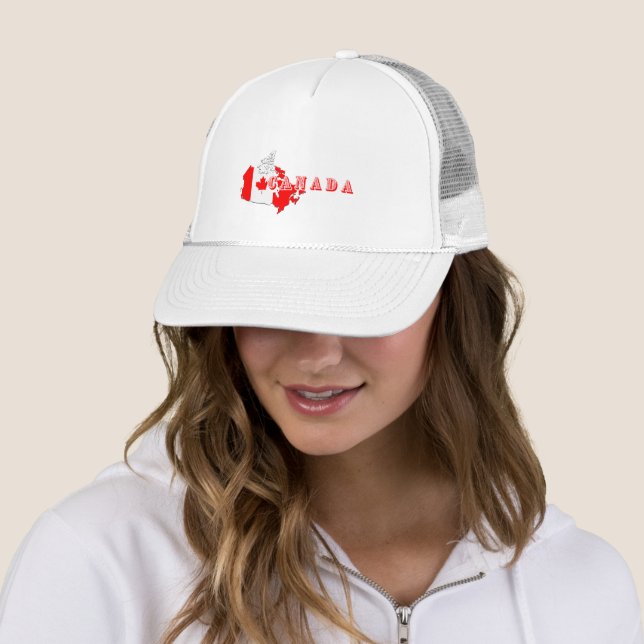 Modern Simple Canadian Canada Script map Flag  Trucker Hat (In Situ)