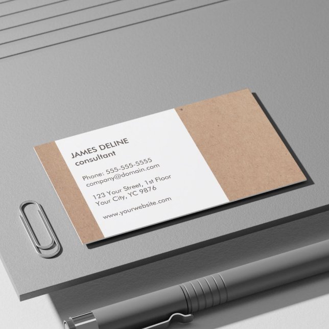 Modern Simple Cardboard White Consultant Business Card (Creator Uploaded)