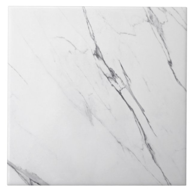 Modern Simple Carrara White Faux Marble Ceramic Tile (Front)