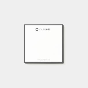Modern simple charcoal black border company logo post-it notes