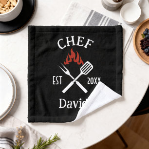Modern Simple Chef Custom Name BBQ Adult  Wash Cloth