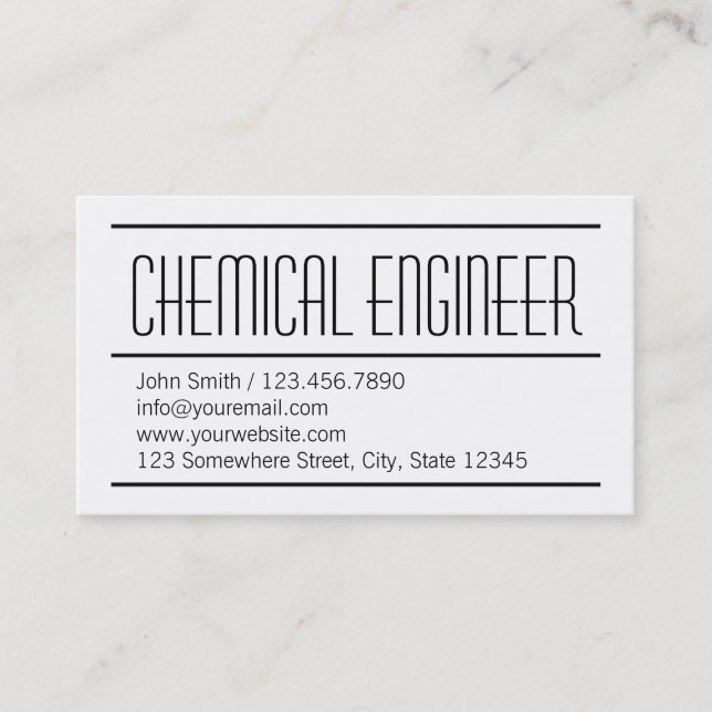 Modern Simple Chemical Engineer Business Card (Front)
