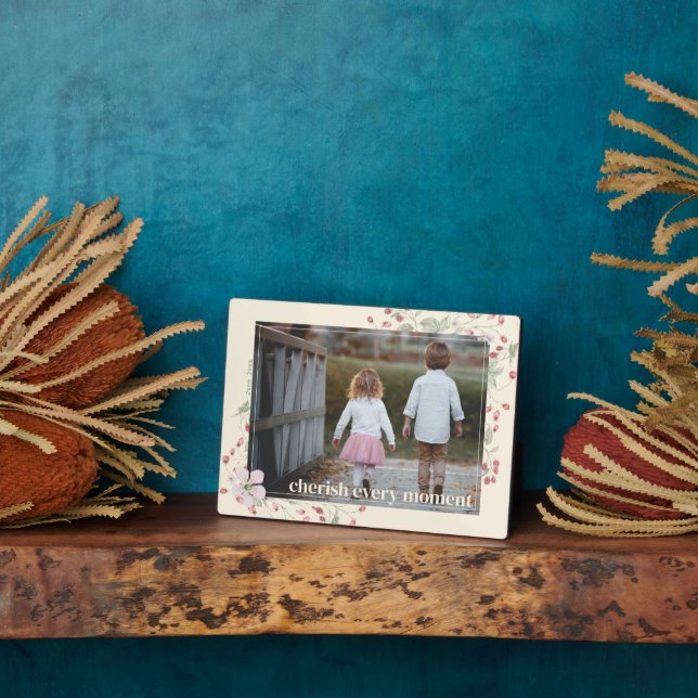 Modern Simple Cherish Every Moment Tabletop Plaque (Side)