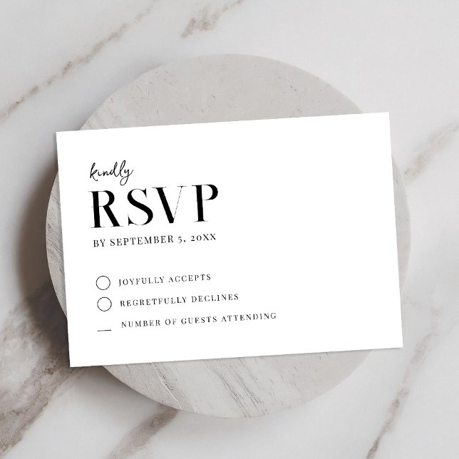Modern Simple Chic Black and White Wedding RSVP Card (Creator Uploaded)