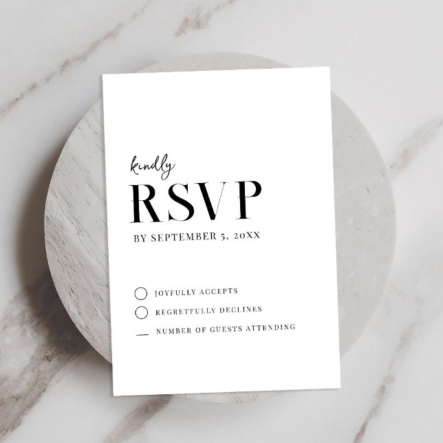 Modern Simple Chic Black and White Wedding RSVP Card (Creator Uploaded)