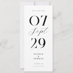 Modern Simple Chic Black and White Wedding Save The Date
