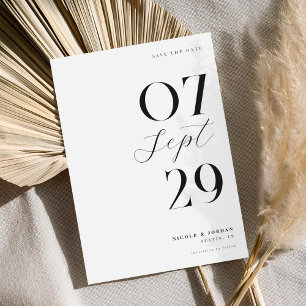 Modern Simple Chic Black and White Wedding Save The Date