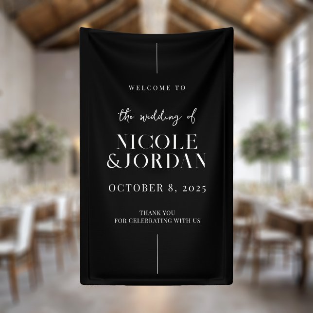 Modern Simple Chic Black and White Wedding Welcome Banner (Creator Uploaded)