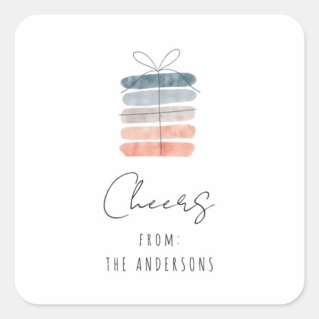 Modern Simple Chic Cheers! Gift for You Square Sticker (Front)