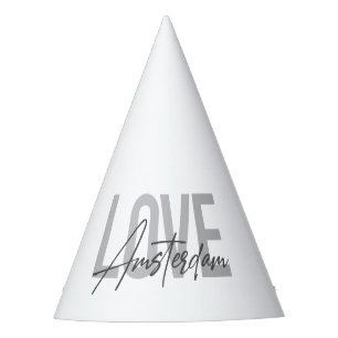 Modern, simple, chic, cool design Love Amsterdam Party Hat
