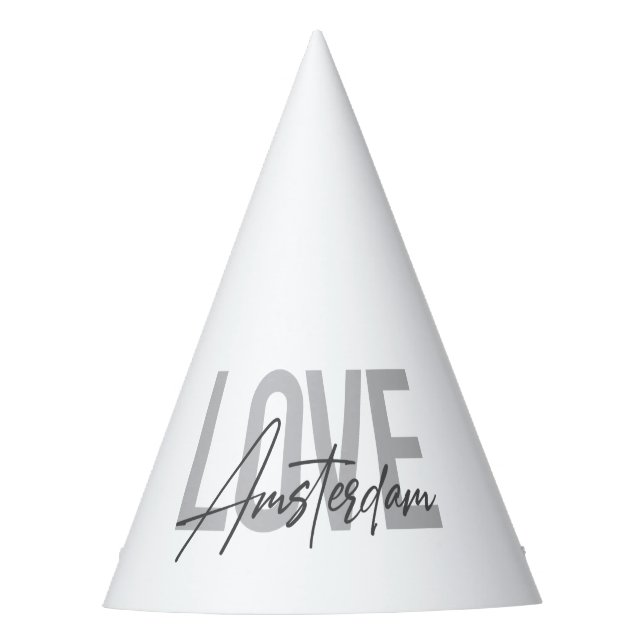 Modern, simple, chic, cool design Love Amsterdam Party Hat (Front)
