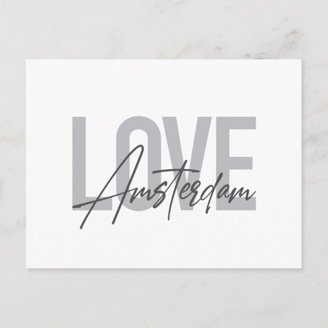Modern, simple, chic, cool design Love Amsterdam Postcard (Front)