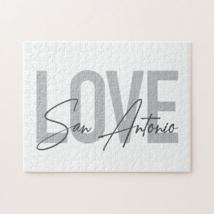 Modern, simple, chic, cool design Love San Antonio Jigsaw Puzzle