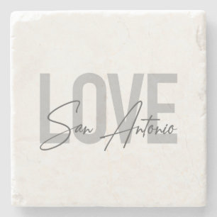 Modern, simple, chic, cool design Love San Antonio Stone Coaster