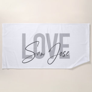 Modern, simple, chic, cool design Love San Jose Beach Towel