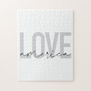 Modern, simple, chic, cool design of Love America Jigsaw Puzzle