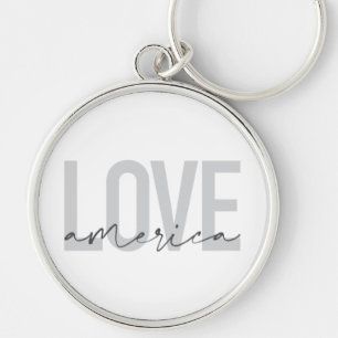 Modern, simple, chic, cool design of Love America Key Ring