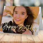 Modern Simple Chic Custom Photo Birthday Foil Greeting Card<br><div class="desc">This simple and classic design is composed of serif typography and add a custom photo</div>
