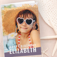 Modern Simple Chic Custom Photo Birthday Greeting