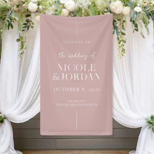 Modern Simple Chic Dusty Rose Wedding Welcome Banner