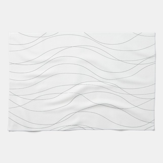 Modern, simple, chic, elegant wavy graphic lines tea towel (Horizontal)
