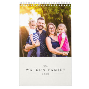 Modern Simple Chic Family Kids Photo Calendar
