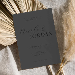 Modern Simple Chic Matte Black Wedding Invitation