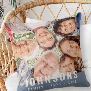 Modern Simple Chic Modern Family Photo Quote Cushion