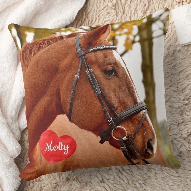 Modern Simple Chic Personalised Pet Horse Photo Cushion (Creator Uploaded)