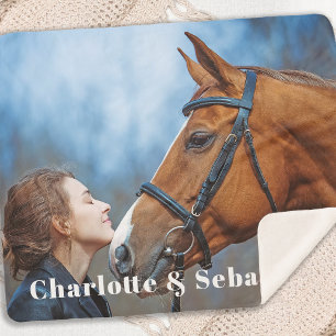 Modern Simple Chic Personalised Pet Horse Photo Sherpa Blanket