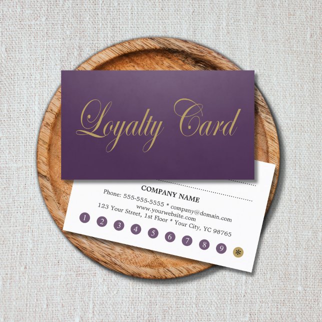 Modern Simple Chic Purple Faux Gold Loyalty Card (Creator Uploaded)