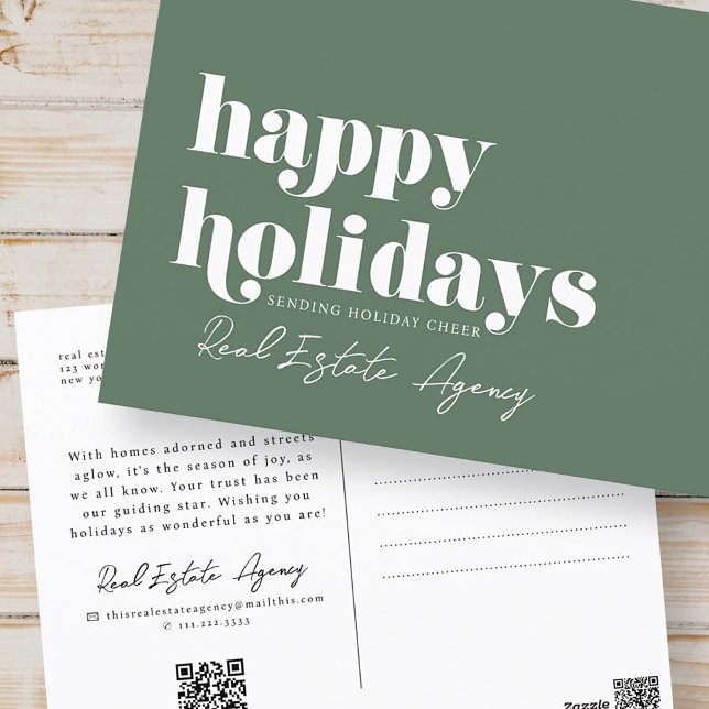 Modern Simple Chic Real Estate Business Holiday Postcard (Creator Uploaded)