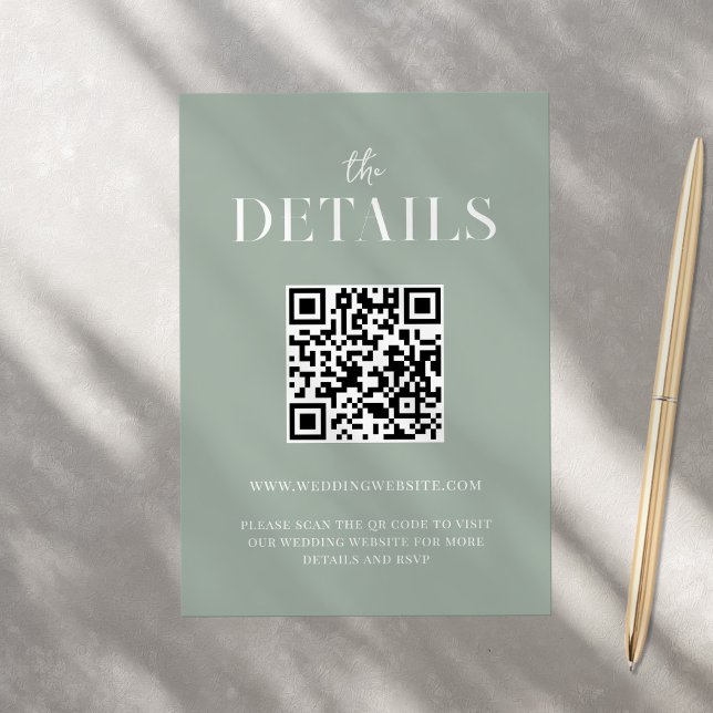Modern Simple Chic Sage Green Wedding Enclosure Card (Creator Uploaded)