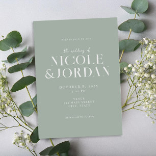 Modern Simple Chic Sage Green Wedding Invitation