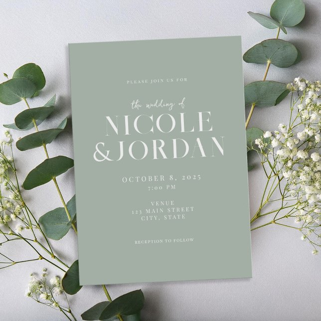 Modern Simple Chic Sage Green Wedding Invitation (Creator Uploaded)