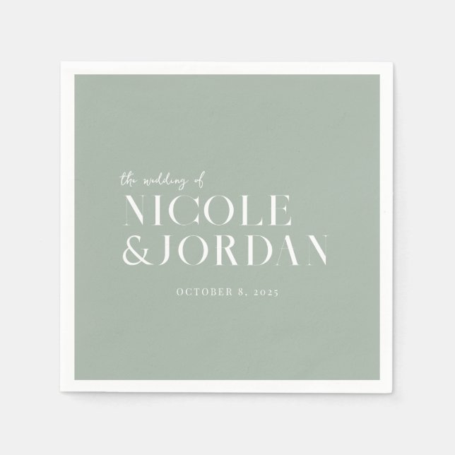 Modern Simple Chic Sage Green Wedding Napkin (Front)
