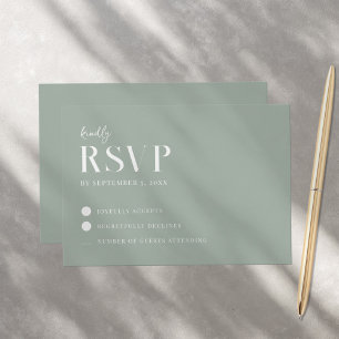 Modern Simple Chic Sage Green Wedding RSVP Card
