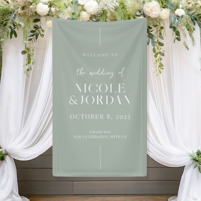 Modern Simple Chic Sage Green Wedding Welcome Banner (Creator Uploaded)